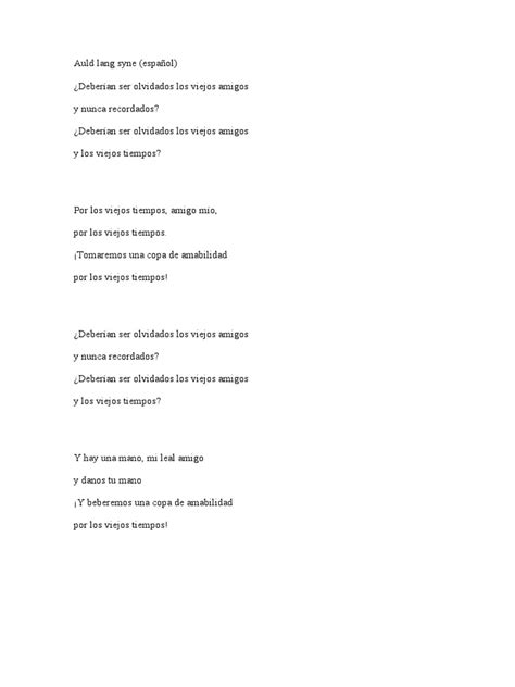 AULD LANG SYNE (EN ESPAÑOL) .